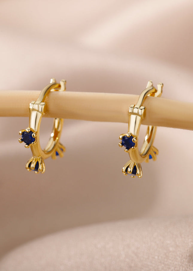 SOUVOIR SOUVOIR Earrings Monaco Earrings | Gold Red Stone Zirconia Simple Hoop Earrings