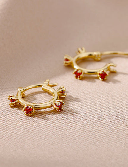 SOUVOIR Red SOUVOIR Earrings Monaco Earrings | Gold Red Stone Zirconia Simple Hoop Earrings