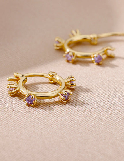 SOUVOIR Purple SOUVOIR Earrings Monaco Earrings | Gold Red Stone Zirconia Simple Hoop Earrings