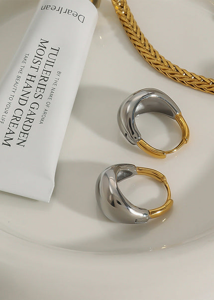 Jieding European and American stainless steel color-blocked geometric earrings high-end niche earrings titanium steel earrings cross-border earrings