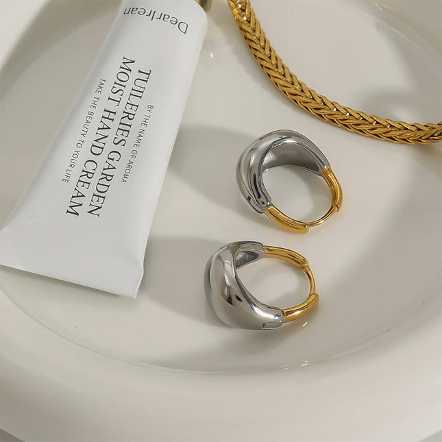 Jieding European and American stainless steel color-blocked geometric earrings high-end niche earrings titanium steel earrings cross-border earrings