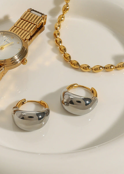 Jieding European and American stainless steel color-blocked geometric earrings high-end niche earrings titanium steel earrings cross-border earrings