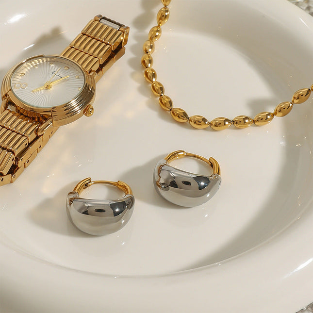 Jieding European and American stainless steel color-blocked geometric earrings high-end niche earrings titanium steel earrings cross-border earrings