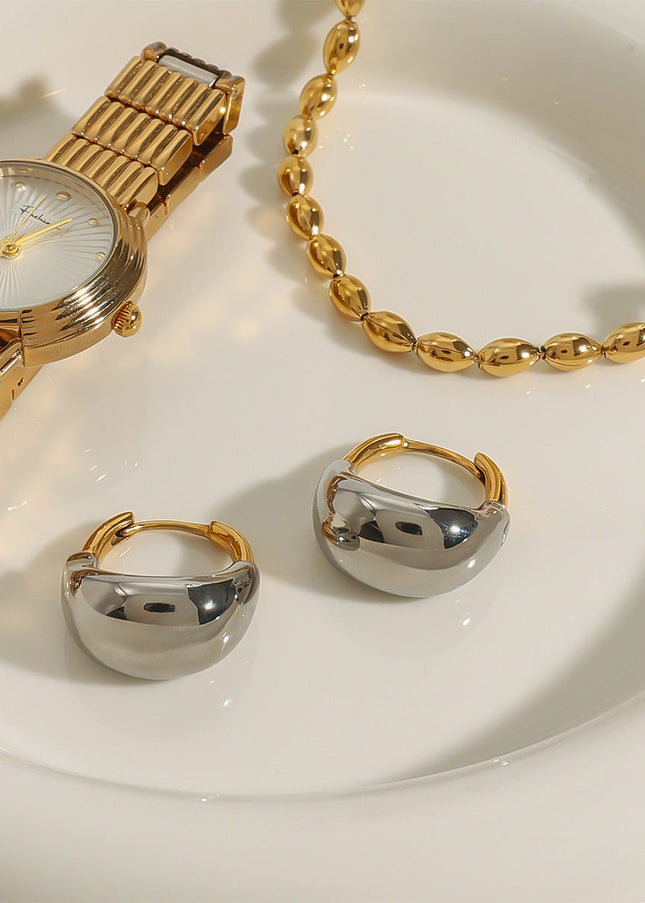 Jieding European and American stainless steel color-blocked geometric earrings high-end niche earrings titanium steel earrings cross-border earrings