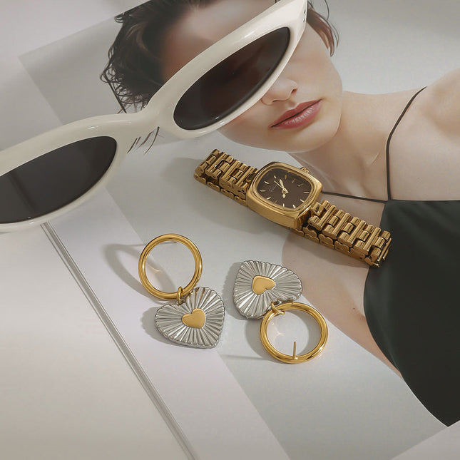 Jieding European and American love titanium steel stud earrings, light luxury, high-end earrings, non-fading jewelry, stainless steel cross-border