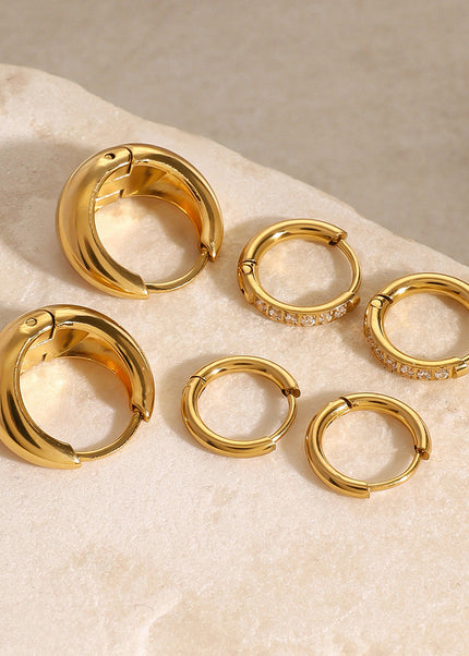 Jieding European and American three pairs of stainless steel circle earrings high-end niche earrings, rhinestone earrings, titanium steel earrings cross-border