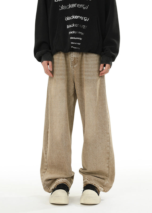 Mud Distressed Loose Fit Straight-Leg Casual Pants - Unisex Sweatpants