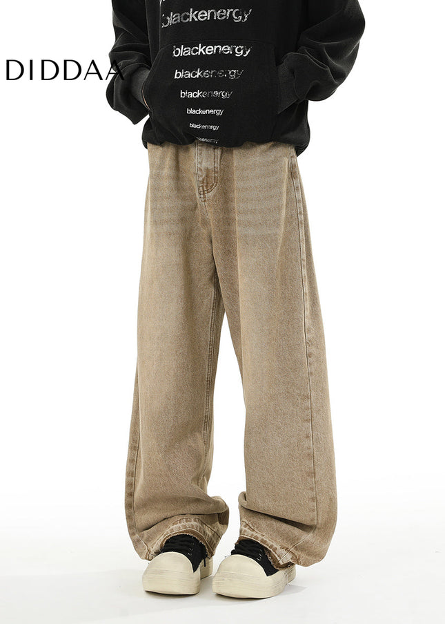Mud Distressed Loose Fit Straight-Leg Casual Pants - Unisex Sweatpants