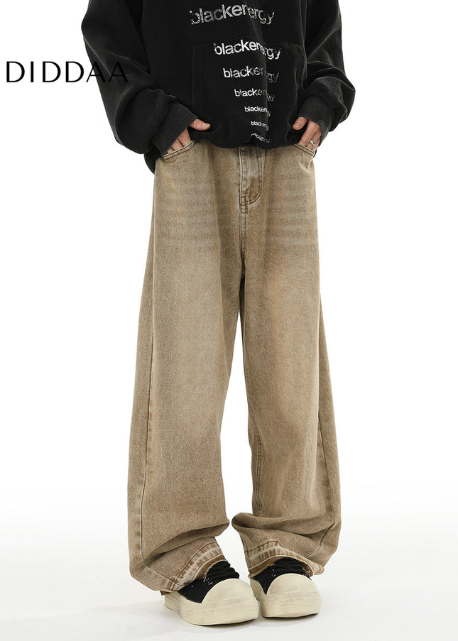 Mud Distressed Loose Fit Straight-Leg Casual Pants - Unisex Sweatpants