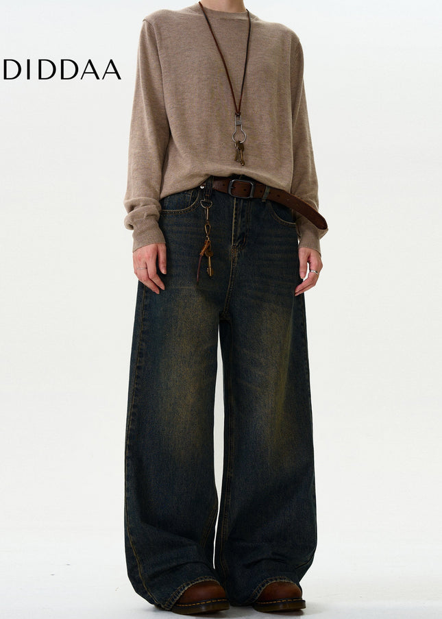 Mud Dye Distressed Loose Wide-Leg Jeans for All - Men’s Jeans