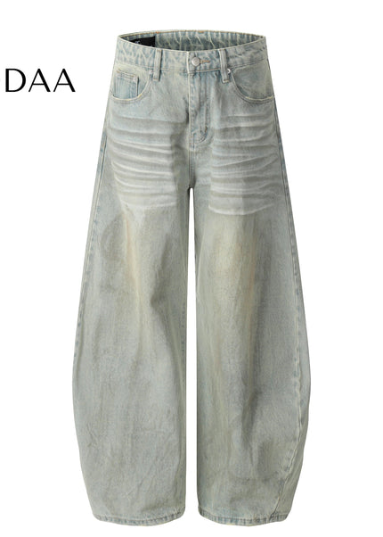 Mud Dyed Distressed Baggy Jeans for Men - Vintage Blue / S - Men’s Jeans