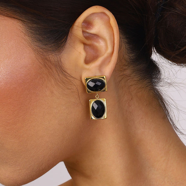 Jieding European and American cross-border titanium steel stud earrings do not fade earrings, light luxury high-end stainless steel earrings