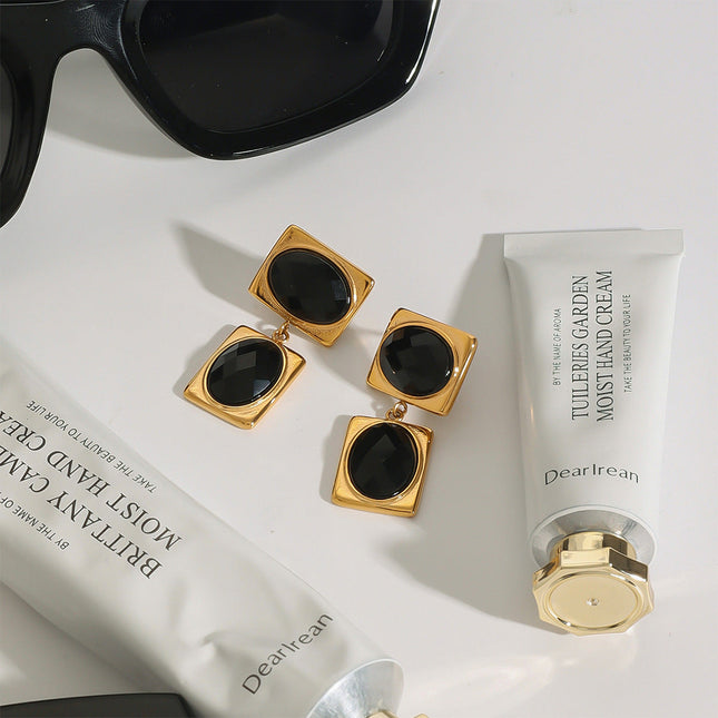 Jieding European and American cross-border titanium steel stud earrings do not fade earrings, light luxury high-end stainless steel earrings