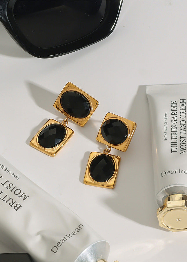 Jieding European and American cross-border titanium steel stud earrings do not fade earrings, light luxury high-end stainless steel earrings