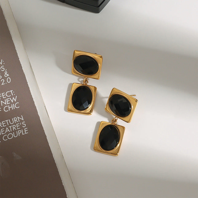 Jieding European and American cross-border titanium steel stud earrings do not fade earrings, light luxury high-end stainless steel earrings