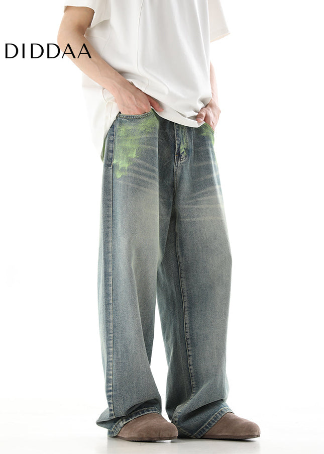 Multicolor Hand Painted Graffiti Mop Jeans - Men’s Jeans