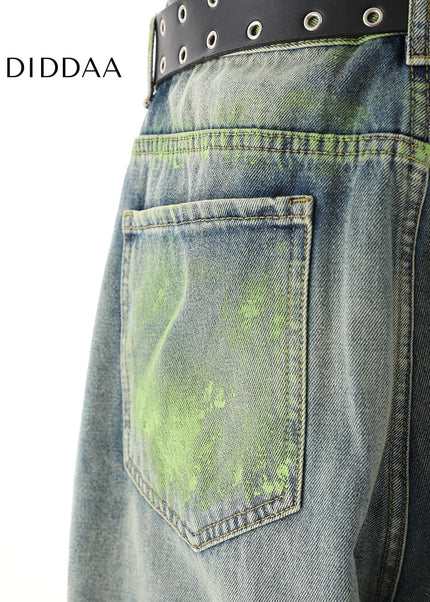 Multicolor Hand Painted Graffiti Mop Jeans - Men’s Jeans