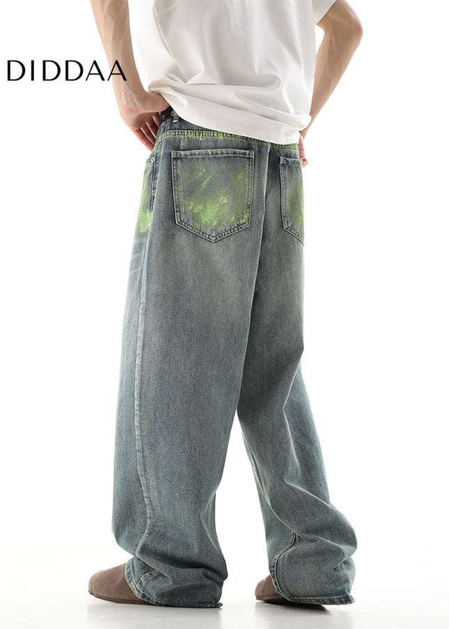 Multicolor Hand Painted Graffiti Mop Jeans - Men’s Jeans