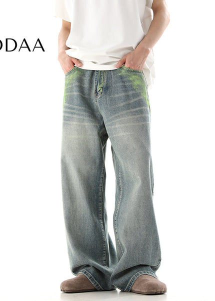 Multicolor Hand Painted Graffiti Mop Jeans - S / Blue - Men’s Jeans