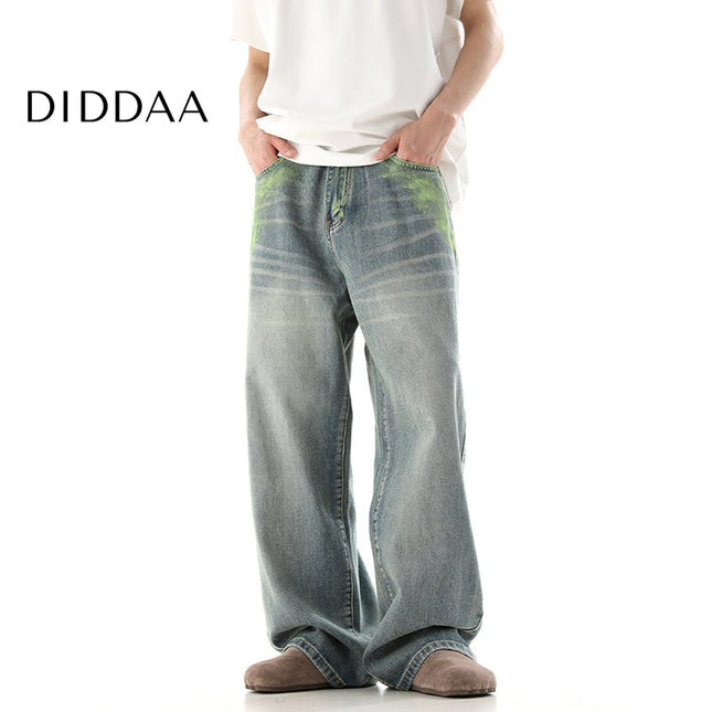 Multicolor Hand Painted Graffiti Mop Jeans - S / Blue - Men’s Jeans