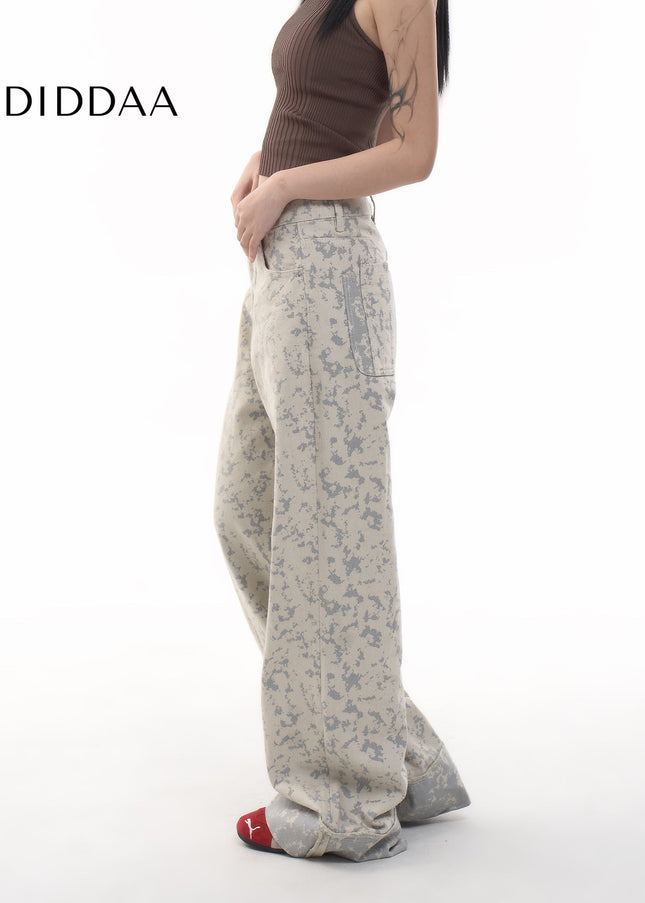 Multicolored High Waist Loose Leg Tie-Dye Jeans Women - Women’s Jeans