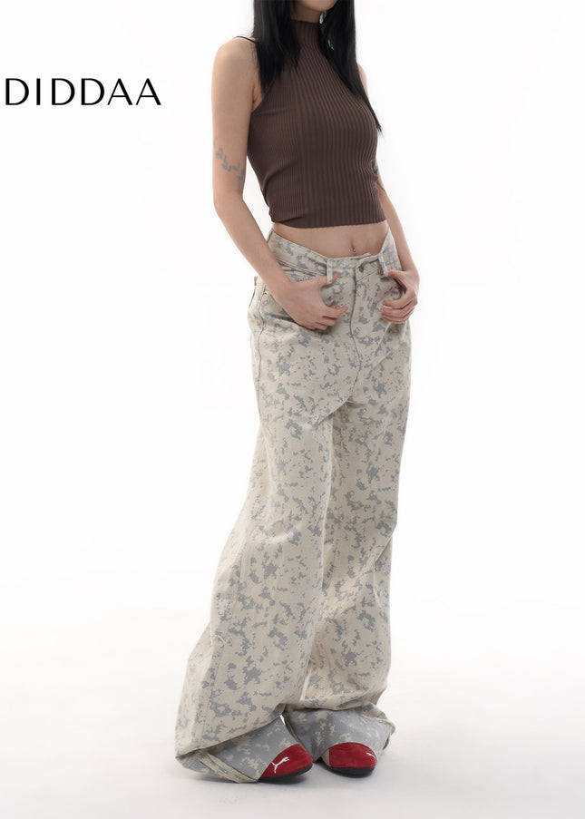 Multicolored High Waist Loose Leg Tie-Dye Jeans Women - Women’s Jeans