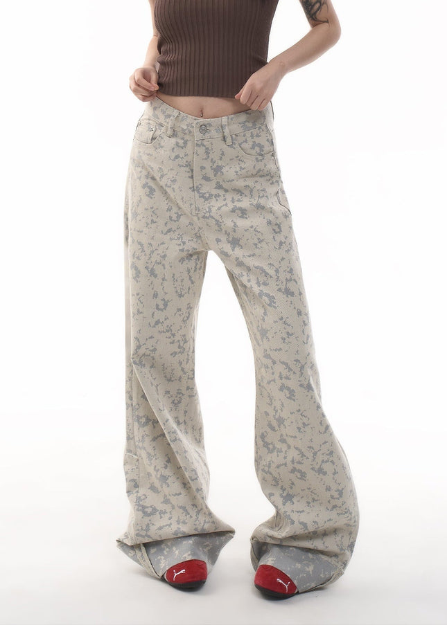 Multicolored High Waist Loose Leg Tie-Dye Jeans Women - Women’s Jeans