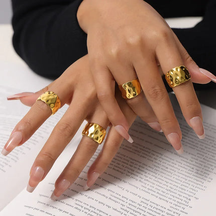 Fashionable, commuting, simple, individual, elegant, versatile, index finger ring, hammer design, copper open ring