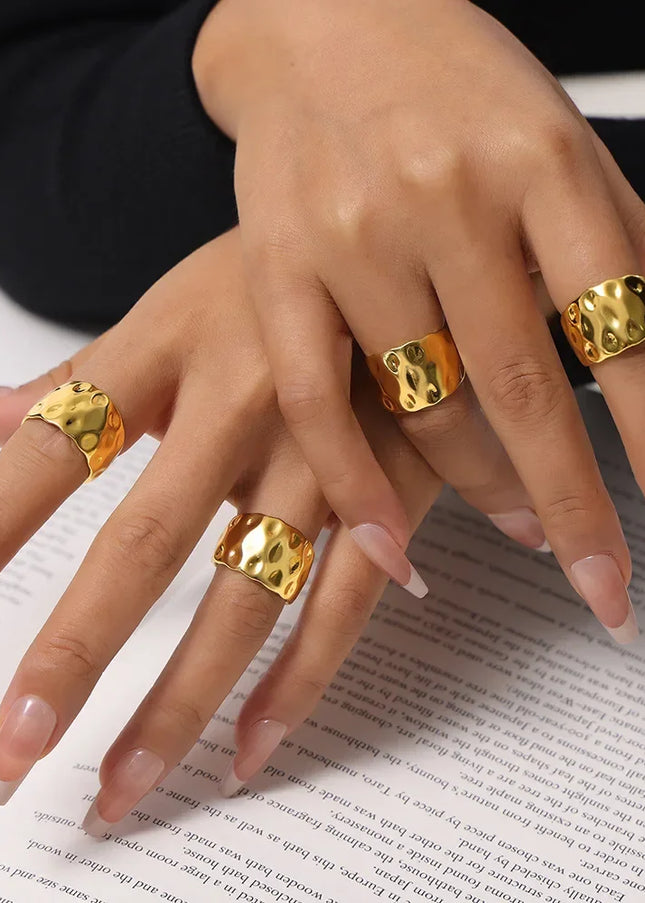 Fashionable, commuting, simple, individual, elegant, versatile, index finger ring, hammer design, copper open ring