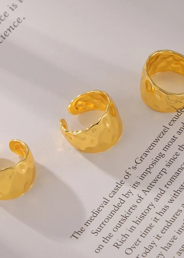 Fashionable, commuting, simple, individual, elegant, versatile, index finger ring, hammer design, copper open ring