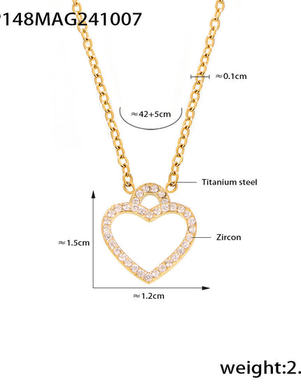 Mystery beauty niche temperament starry zircon hollow love clavicle necklace women's new titanium steel set in stock