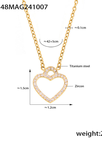 Mystery beauty niche temperament starry zircon hollow love clavicle necklace women's new titanium steel set in stock