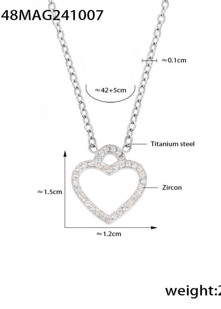 Mystery beauty niche temperament starry zircon hollow love clavicle necklace women's new titanium steel set in stock