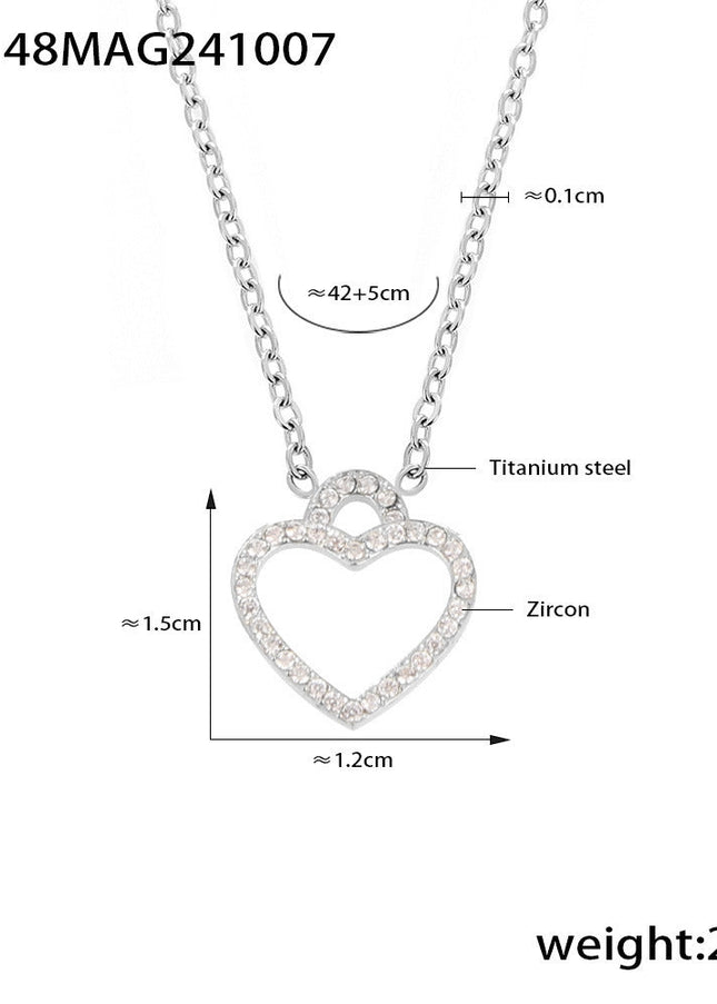 Mystery beauty niche temperament starry zircon hollow love clavicle necklace women's new titanium steel set in stock