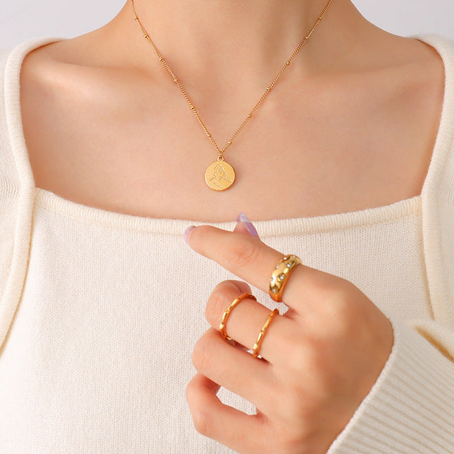 Mystery ins style autumn winter new necklace female niche design sense abstract portrait medallion pendant clavicle necklace