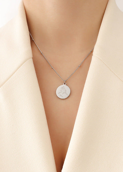 Mystery ins style autumn winter new necklace female niche design sense abstract portrait medallion pendant clavicle necklace