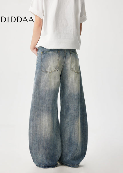 Natural Bamboo Pattern Loose Fit Wide Leg Jeans - Men’s Jeans