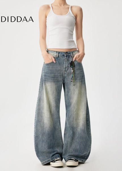 Natural Bamboo Pattern Loose Fit Wide Leg Jeans - Men’s Jeans
