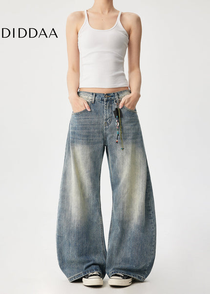 Natural Bamboo Pattern Loose Fit Wide Leg Jeans - Men’s Jeans