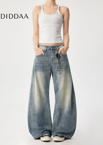 Natural Bamboo Pattern Loose Fit Wide Leg Jeans - Men’s Jeans