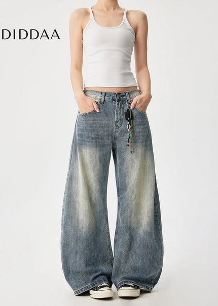Natural Bamboo Pattern Loose Fit Wide Leg Jeans - Men’s Jeans