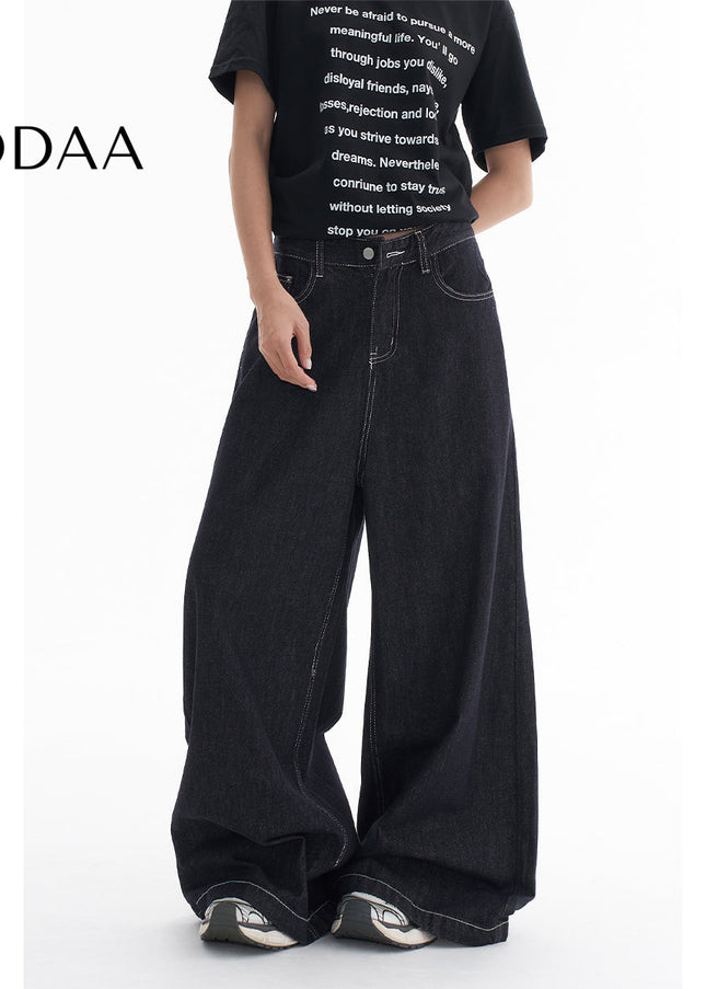 Natural Color Casual Loose Fit AGUA Wide-Leg Jeans - Women’s Jeans