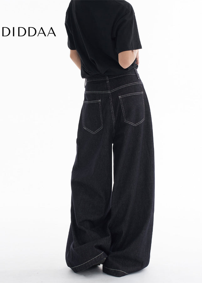 Natural Color Casual Loose Fit AGUA Wide-Leg Jeans - Women’s Jeans