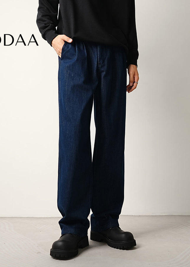 Navy Blue Loose Drape Jeans Men’s Elasticated Waist Pants - S / Dark Blue - Men’s Jeans