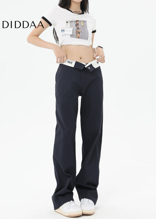Navy Blue Slimming Design Straight Casual Jeans - Women’s Jeans