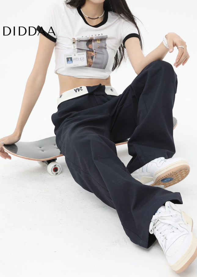 Navy Blue Slimming Design Straight Casual Jeans - Women’s Jeans