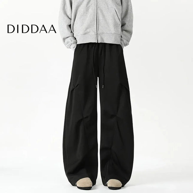 Navy Drape Elastic Waist Men’s Sweatpants Wide Leg Trousers - Black / M - Unisex Sweatpants