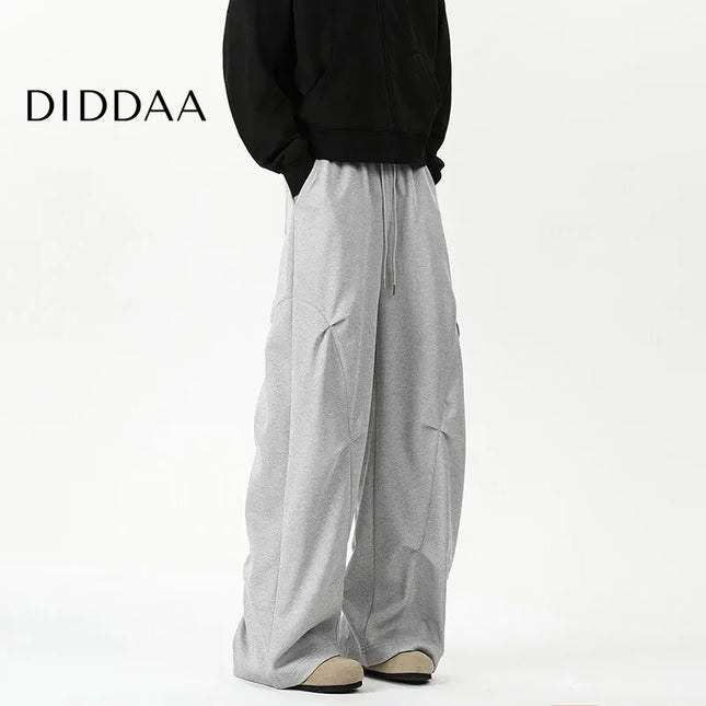 Navy Drape Elastic Waist Men’s Sweatpants Wide Leg Trousers - Unisex Sweatpants