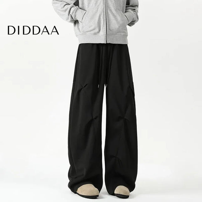 Navy Drape Elastic Waist Men’s Sweatpants Wide Leg Trousers - Unisex Sweatpants