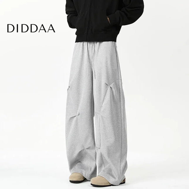 Navy Drape Elastic Waist Men’s Sweatpants Wide Leg Trousers - Unisex Sweatpants